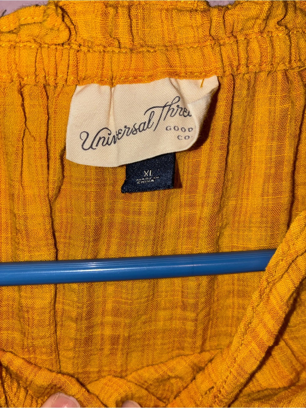Universal Thread Mustard Ruffle-Trim Short Sleeve Blouse - Picture 2 of 2